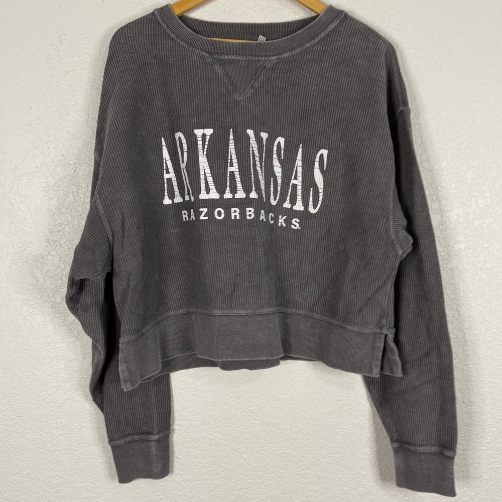 Arkansas Razorbacks Rubbed crop crewneck Collegiate Football Casual Comfy